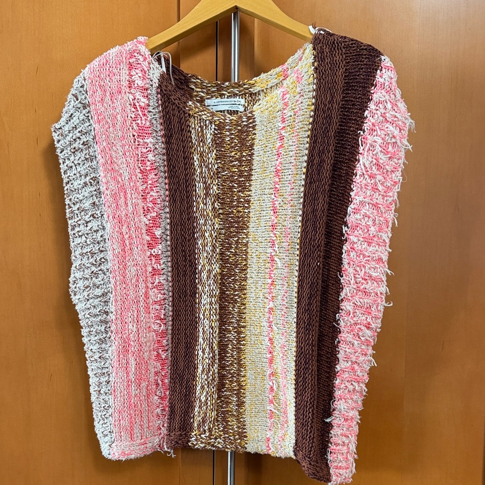 Anthropologie Pink and Brown Striped Sweater